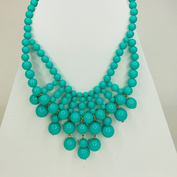 🆑 Mint Beaded Bib Statement Necklace - Picture 3 of 5